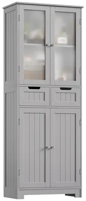 Immagine prodotto di Mobile alto 170 cm - Mobile da cucina e da bagno con 4 ante e 2 cassetti - Credenza moderna - MDF - Grigio