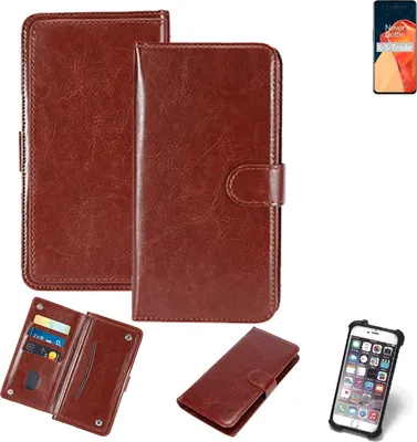 Produktbild von K-S-Trade 360° Hülle kompatibel mit OnePlus 9 braun Kunstleder Case BookCase WalletCase Kunstlederederhülle Handyhülle, Rundumschutz Bumper (1x)