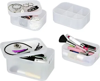 Produktbild von Stapel-Organizer Ice Cube Weiß Set aus 4 Boxen