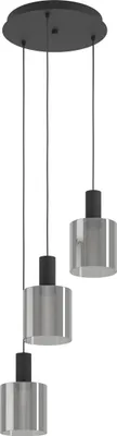 Produktbild von EGLO Hängelampe Gorosiba, Cluster Pendelleuchte Esstisch Rauchglas, 3-flammige Deckenlampe hängend, E27, Ø 41 cm