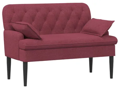 Obrázek produktu pro Dvoumístná sedačka s knoflíkovým prošíváním, vínová barva, rozměry 111 x 68 x 80 cm, potahová látka