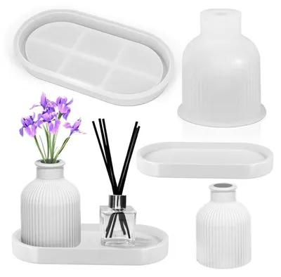 Zdjęcie produktu dla 2 sztuki silikonowych foremek do waz, zestaw z paletą kolorów, formy do żywicy DIY do tworzenia doniczek