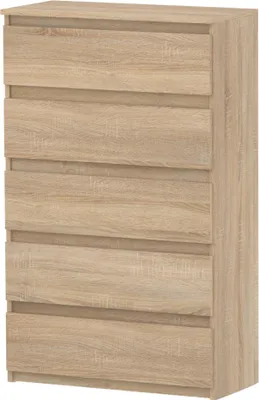 Image de Commode 5 tiroirs - Buffet en bois 70x115x33,5 Commode étroite pour chambre à coucher & entrée Étagère avec tiroirs Armoire avec tiroirs (Sonoma)