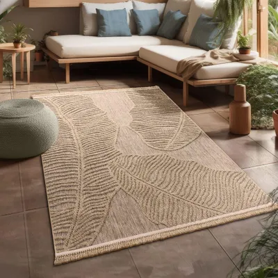 Immagine prodotto di Tappeto per esterni resistente alle intemperie e durevole, moderno look juta-sisal per terrazze e balconi, dimensioni 120x160 cm