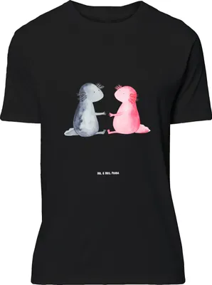 Produktbild von Mr. & Mrs. Panda Größe XL T-Shirt Axolotl Liebe - Schwarz - Geschenk, mit Spruch, Valentinstag, Jahrestag, Tshirt, Shirt