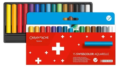 Produktbild von Aquarellpastellkreide "Swisscolor", 15 Farben, 1/2 Länge, CARAN D'ACHE 7502.815