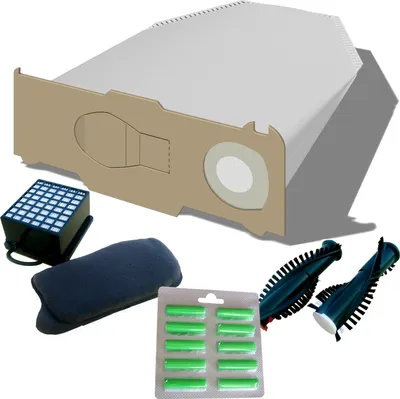 Produktbild von 12 Staubbeutel Vlies 1 Filterset 1 Paar Bürsten 10 Duftis geeignet für Vorwerk Kobold 130, 131, SC