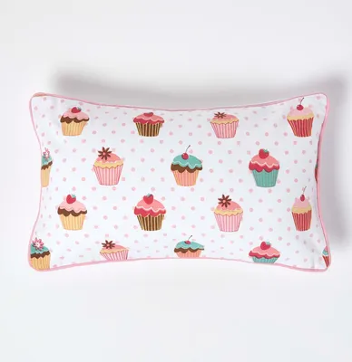Obrázek produktu pro HOMESCAPES Bavlněný povlak na polštářek Cupcakes, 30 x 50 cm