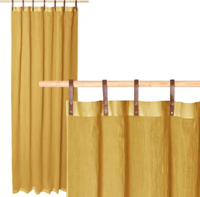 Produktbild von JEMIDI Vorhang transparent 135x245cm - Gardine mit Schlaufen aus Kunstleder - Schlaufenschal lang für Wohnzimmer Schlafzimmer - Vintage Look -
