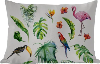 Produktbild von MuchoWow® Outdoor Kissen - Dschungel - Muster - Tiere - Blätter - Jungen - Mädchen - Kinder - 60x40 cm - Wetterfest - Lounge Kissen - Zierkissen - Kissen für Innenräume