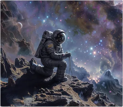 Produktbild von Spritzschutz Herdabdeckplatte Schneidebrett aus Glas Astronaut im All 1-Teilig (60x52cm)