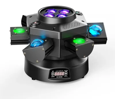 Obrázok produktu pre Osvetlenie pre DJ s pohyblivou hlavou – 6 ramien – 150 W – LED RGBW 4-v-1 – DMX512 – konektor pre Európu – osvetlenie pre pódium a DJ