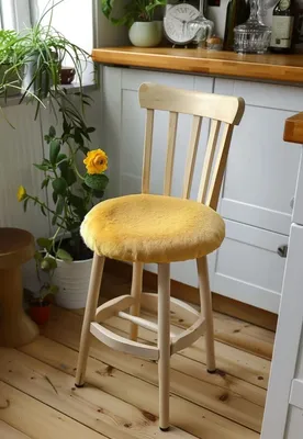 Productafbeelding van Lamswollen Zitkussen Ø 40 cm - Geel