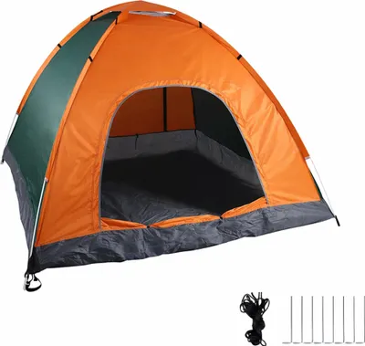 Produktbild von Relaxdays Pop Up Zelt Strand, Wurfzelt, 2-3 Personen, kleines Packmaß, UV Schutz 50+, HBT 135 x 200 x 200cm, orange/grün