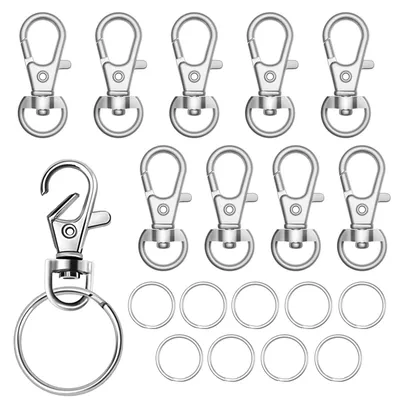 20 Schlüsselringe mit Karabinerhaken, Metall, 5,7 cm, DIY