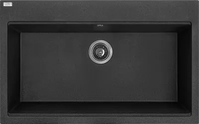 Produktbild von BADLAND Granitspüle Einzelbecken TAU 50x80 Schwarz | Siphon im SET!
