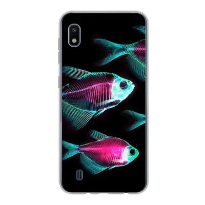 Produktbild von MuchoWow® Handyhülle Schutzhülle Hülle für Samsung Galaxy A10 Fisch - Lila - Blau Silikon Softcase Handy Hülle - Schutzhülle