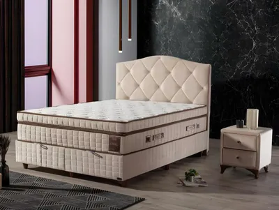 Obrázok produktu pre Luxusná posteľ s pružinami Elegantné čelo Moderný dizajn pre pohodlie a štýl