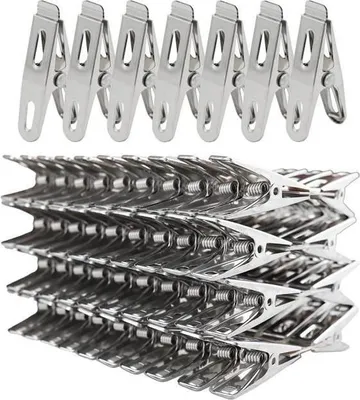 Produktbild von Metall-Wäscheklammern – Wäscheklammern aus Edelstahl – wind- und rostfrei – Wäscheklammern für Socken und Kleidung – 100 Stück