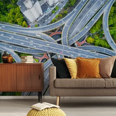 Produktbild von Muralo XXL Vlies FOTOTAPETE AUTOBAHN ueberfuehrung Aussicht von oben (B) 300 cm x (H) 210 cm Tapete Wandtapete WOHNZIMMER SCHLAFZIMMER 4574