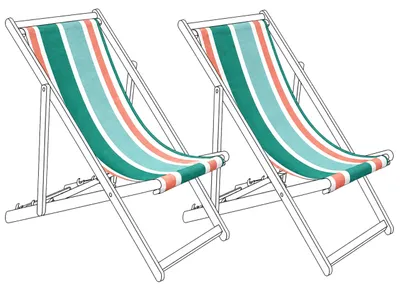 Produktbild von BELIANI Stoffbezüge für Gartenliege 2er Set Bunt aus Polyester 113 x 44 cm mit Streifenmuster Gartenausstattung Outdoor Garten Accessories