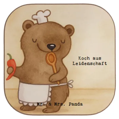 Produktbild von Mr. & Mrs. Panda Holzuntersetzer Koch Leidenschaft Design - Weiß - Geschenk, gläseruntersetzer, Coaster, Untersetzer Gläser, Restaurant, Chefkoch, für, Tischschoner