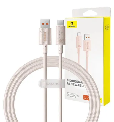 Image de Fast Charging cable Baseus USB to USB-C Habitat Series 1m 100W (pink)