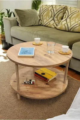 Image de Skye Decor, Table basse Nesting (3 pièces) - Chêne saphir, 100% mélaminé | Panneau de particules 100% recouvert de mélamine, diamètre 60 cm, hauteur 43 cm
