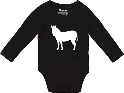 Produktbild von Huuraa Baby Body Esel Silhouette 80 Black  Baumwolle Fairtrade Langarmbody Geschenkidee