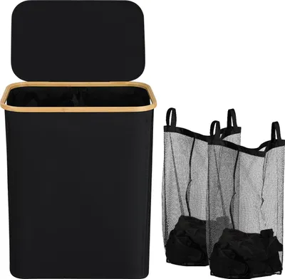 Produktbild von Faziango Wäschekorb Wäschesammler,Schwarz 57 x 37 x 69 cm