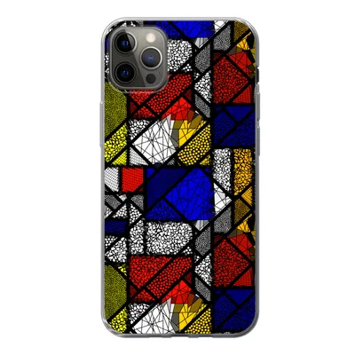 Produktbild von MuchoWow® Handyhülle Schutzhülle Hülle für iPhone 12 Pro Max Mondrian - Glasmalerei - Alte Meister - Kunstwerk - Abstrakt - Malerei Silikon Softcase Handy Hülle - Hartschale