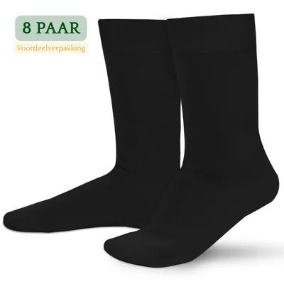 Productafbeelding van Hipperboo® 8 paar Bamboe sokken - Maat 43-46 - Zwart - Heren Sokken - Naadloos - Antibacterieel - Hypoallergeen - Voordeelverpakking