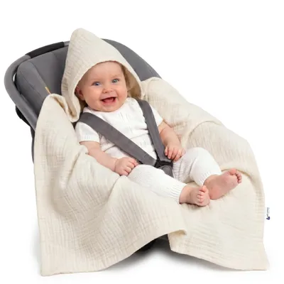 Produktbild von Kuscheldecke für babys, Einschlagdecke, Musselin, 85x85,Beige
