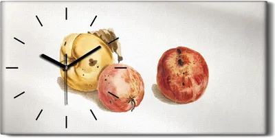 Produktbild von Wanduhr Uhr Wandbild Leinwand Geräuschlos 60x30 Gemälde Früchte Äpfel Kunst - schwarze Hände