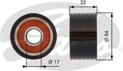 Produktbild von GATES T42166 Umlenkrolle Zahnriemen Ø54mm für RENAULT Clio III Schrägheck (BR0/1, CR0/1) MEGANE III Grandtour (KZ0/1) Megane III Schrägheck (BZ0/1)