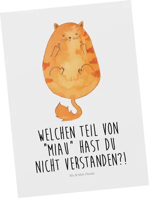 Produktbild von Mr. & Mrs. Panda Grußkarte Katze Mittelfinger - Weiß - Geschenk, Cats, bildkarte, Postkarte, Katzen, Ansichtskarte, Mietze, Postkarten, Ansichtskarten, Cat, Kater
