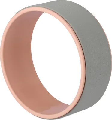 Image de Relaxdays Roue de yoga, Ø 32 cm, plastique, mousse, antidérapante, pour les exercices du dos, souplesse, accessoire de yoga, gris/rose