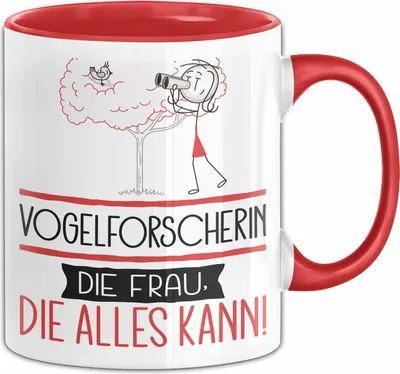 Produktbild von Vogelforscherin Geschenk Tasse Becher Die Frau Die Allen Kann Geschenkidee für eine Vogelforscherin Lustig (Rot)