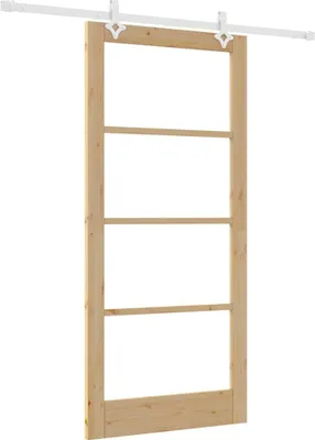 Immagine prodotto di vidaXL Porta scorrevole naturale 93 x 202 cm in legno massello di pino e vetro