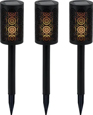 Produktbild von 3er Set LED Solarfackel, Gartenleuchte, schwarz, D 6,6 cm