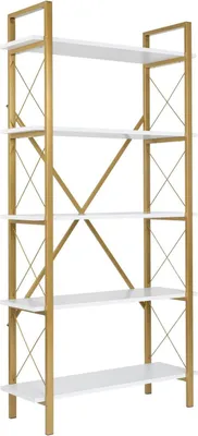 Immagine prodotto di Dmora Libreria Suriel 33.5x90x180h cm Bianco, 5 Ripiani Portata Ripiani 30