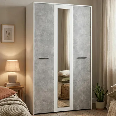 Image de Lavagno - Armoire 3 portes, 119x53 cm blanc, Porte-manteaux
