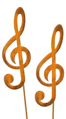 Gartenstecker Muzieksleutel 2er-Set 64 cm Patina