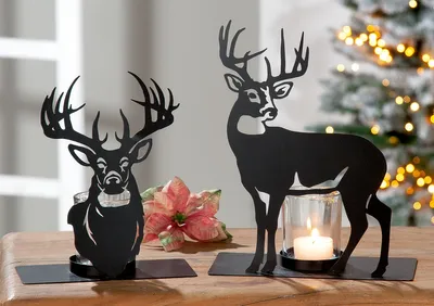 Produktbild von GILDE Teelichtleuchter, Hirsch, "Silhouette", Metall, schwarz, , 2 Stück wie abgebildet, L. 10 cm, B. 20 cm, H. 25 cm 26736 /Abverkauf nur solange Vorrat reicht
