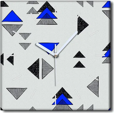Produktbild von Coloray Uhr auf Leinwand 30x30 cm Wand Uhr Dekoration Wohnzimmer Segeltuch weiße Zeiger -Dreiecke-Abstraktion.