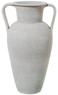 Bodenvase mit Keramikgriffen, Sandweiß, 31x31x50 cm