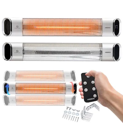 Produktbild von Arebos Infrarot Heizstrahler 2000W mit Fernbedienung Premium, IP65, Schwarz, Aluminium, 852 mm, 100 mm, 130 mm