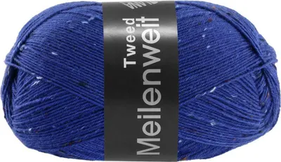 Immagine prodotto di Lana Grossa MEILENWEIT 100 g TWEED 4-fach Sockenwolle mit Tweed-Noppen 420 m Farbe 177 - Royal