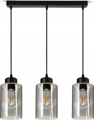 Produktbild von Luxolar Led Pendelleuchte - Hängelampe 3 flammig schwarz E27 60W - Deckenleuchte wohnzimmer, Schwarz Glas