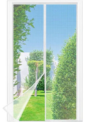 Produktbild von Fliegengitter Balkontür Magnetisch 100x210cm Weiß Ohne Bohren Insektenschutz Tür